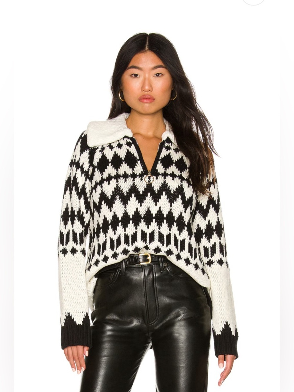 Show Me Your Mumu Sun Valley knit Pullover black and white L